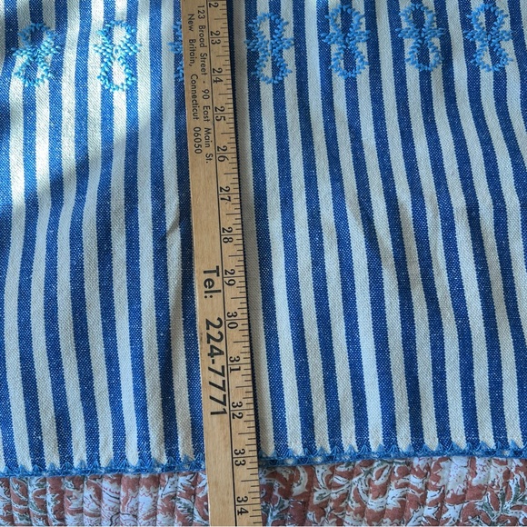 TUCKERNUCK sz XS NWOT Blue Stripe Mini Sullivan Embroidered Canvas Caftan - Picture 5 of 12
